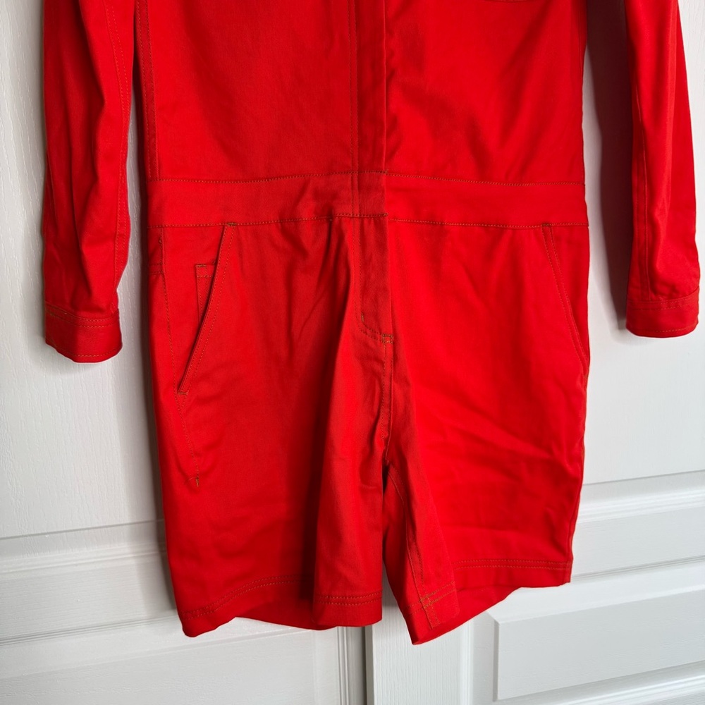 Wildfang The Essential Long Sleeve High Waisted Coverall Romper Red Small New - Picture 7 of 12